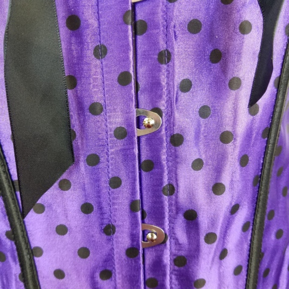 Plus purple polka dot with black ruffles corset - Picture 4 of 7